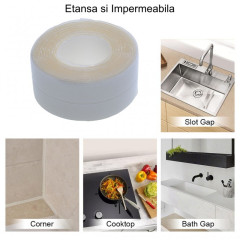 Banda izolatoare sanitara transparenta 3.8cm x 320cm etansare baie bucatarie