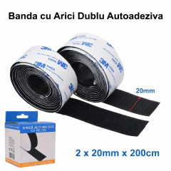 Banda autoadeziva cu arici 2 x 200cm, reutilizabila, fixare si organizare