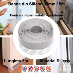 Banda izolatoare usa si fereastra gri 35mm x 5m, silicon, 3M