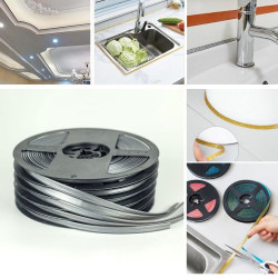 Banda sanitara de etansare gri 8mm x 6m, silicon, dublu adeziv