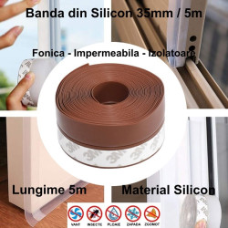 Banda izolatoare usa si fereastra maro 35mm x 5m, silicon, 3M