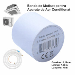 Banda de matisat aer conditionat PVC alba 9cm x 25m, 0.11mm
