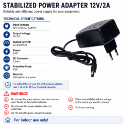 Alimentator 12v 2a stabilizat 24W DC 2.1mm IP20