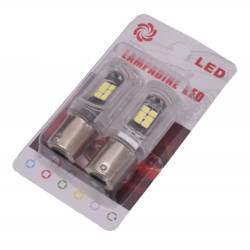 Bec ba15s auto semnalizare LED Canbus alb rece 12V, 2 bucati