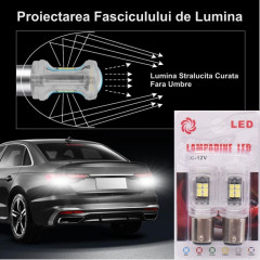 Bec frana led BAY15D 12V, Canbus, set 2 buc, lumina alba