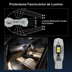 Bec led T10 pozitie auto, set 2 bucati, 12V, Canbus