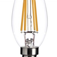 Bec lumanare LED E14 4W alb cald filament pentru interior