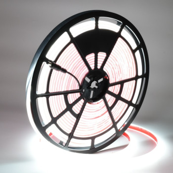Banda led cob 24v 320 LED/m, IP65 exterior, 10W/m, alb rece 6500K, rola 10m