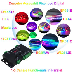 DMX512 controler adresabil Pixel LED SP201E