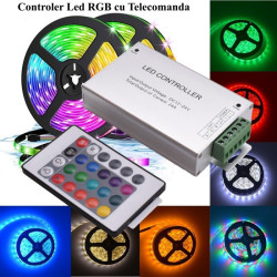 Controler RGB metalic 24 taste 12V-24V 24A pentru banda LED