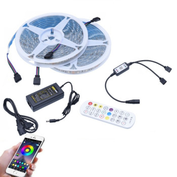 Kit banda led rgb 10m cu Bluetooth si telecomanda IR
