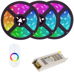 Banda LED RGB cu telecomanda si transformator kit 15m