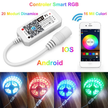 Controler RGB smart WiFi 5V-24V pentru banda LED