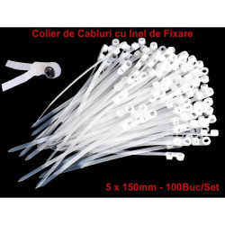 Soricei prindere Albi 5 x 150mm, cu Cap Montabil - 100b/Set