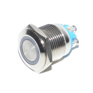 Push buton fara retinere metalic 16mm LED albastru 12V