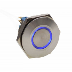 Buton push metalic 30mm 24V LED albastru profesional