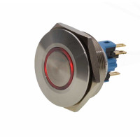 Buton push metalic 30mm 24V LED rosu profesional