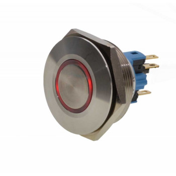 Buton push metalic 30mm 24V LED rosu profesional