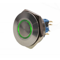 Buton push metalic 30mm 24V LED verde profesional