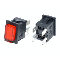 Buton Push Dreptunghiular Rosu, 22x15x31mm