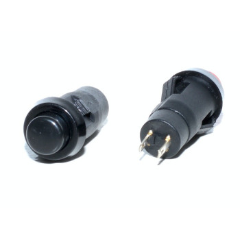 Buton cu revenire negru 12x32 mm pentru automatizari