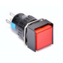 Buton Patrat Rosu cu Actionare Prin Apasare, 12V, Dimensiune 16mm