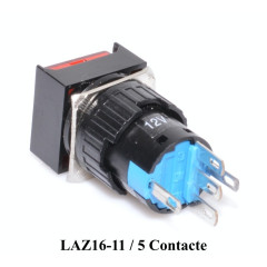 Buton Patrat Rosu cu Actionare Prin Apasare, 12V, Dimensiune 16mm