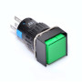 Buton Patrat Verde cu Actionare Prin Apasare, 12V, Dimensiune 16mm
