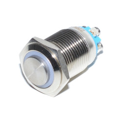 Push buton cu retinere metalic LED rosu 16mm 220V