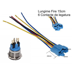 Suport Buton Plat cu 6 Contacte și Fire de Conectare