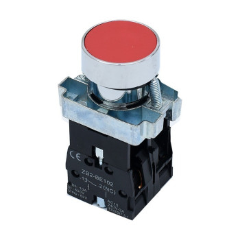 Buton cu retinere BA45 rosu, 1NO + 1NC, montaj panou