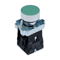 Buton cu retinere BA35 verde, 1NO + 1NC, montaj panou