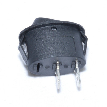 Buton oval negru, 24x13x30 mm, 6A-250V
