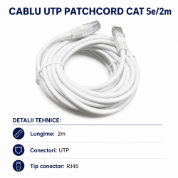 Cablu cat 5e UTP Patchcord 2m RJ45 tata internet