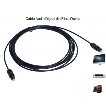 Cablu audio optic 3m Toslink fibra optica digitala