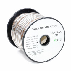 Cablu audio auto 6GA CU+AL maro 7.8mm 25m rola