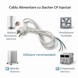 Cablu alimentare Schuko 3x0.75mm 1.4m alb 300/500V