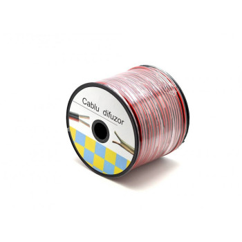 Cablu difuzor 2x0.75mm rosu-negru, 100m pentru audio si auto