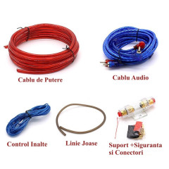 Set cabluri subwoofer auto md-668 cu siguranta 60a 2500w