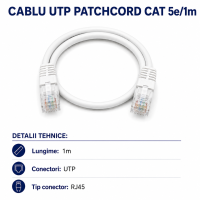 Cablu cat 5e UTP Patchcord 1m RJ45 tata internet
