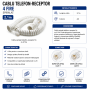 Cablu telefon fix receptor 4 fire spiralat alb 2.1m