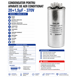 Condensator aparat aer conditionat 20+1.5uF CBB65 370VAC