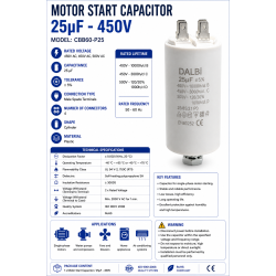 Condensator pornire motor 25uF 450V CBB60 cu papuci