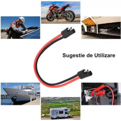 Conector SAE 12AWG cablu 30cm panou solar sau baterie auto