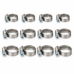 Coliere inox furtun set 12 bucati, surub hexagonal, 16-25mm