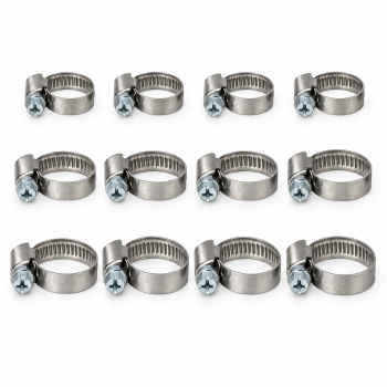 Coliere inox furtun set 12 bucati, surub hexagonal, 16-25mm