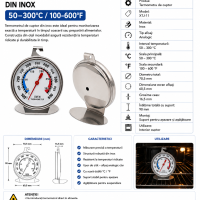 Termometru de cuptor inox 50-300C cu suport XTJ-11