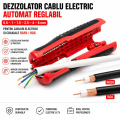 Dezizolator cablu 0.5-6mm RG59 RG6 multifunctional reglabil