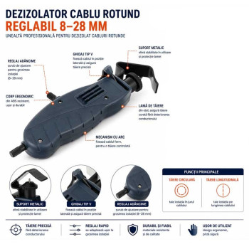 Dezizolator cablu rotund 8-28mm reglabil profesional
