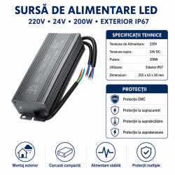 Sursa Alimentare 24V-200W / IP67 exterior